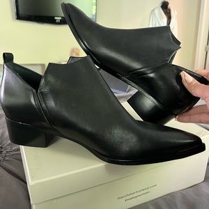 Marc Fisher Yamir Black Leather Ankle Booties Size 11
